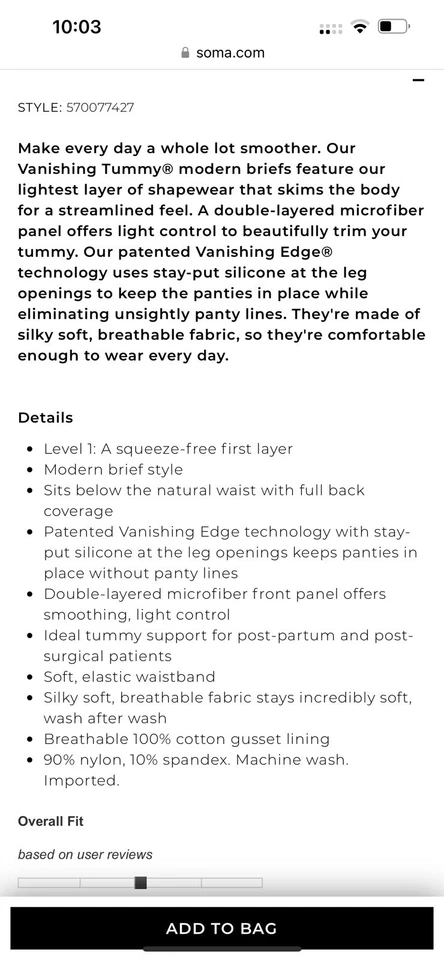 Soma Brief Vanishing Tummy Modern Brief Panty in Geometric Tile Blue Size Large - Image 2 of 4