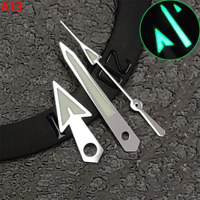 13mm Green Luminous Silver Trim Arrow Shape Watch Hands for NH35 NH36 Movement