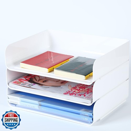 3 Ebenen Stapelbar A4 Papierfächer, Büro Schreibtisch Aktenhalter, Ordnung Datei Dokument