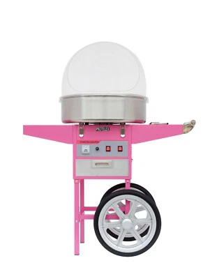 Zuckerwattemaschine Zuckerwatte Maschine Zuckerwattegerät mit Wagen Schutzhaube - Bild 1 von 4