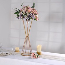 27-Inch Reversible Gold Geometric Metal Flower Stand Centerpiece Pedestal Party