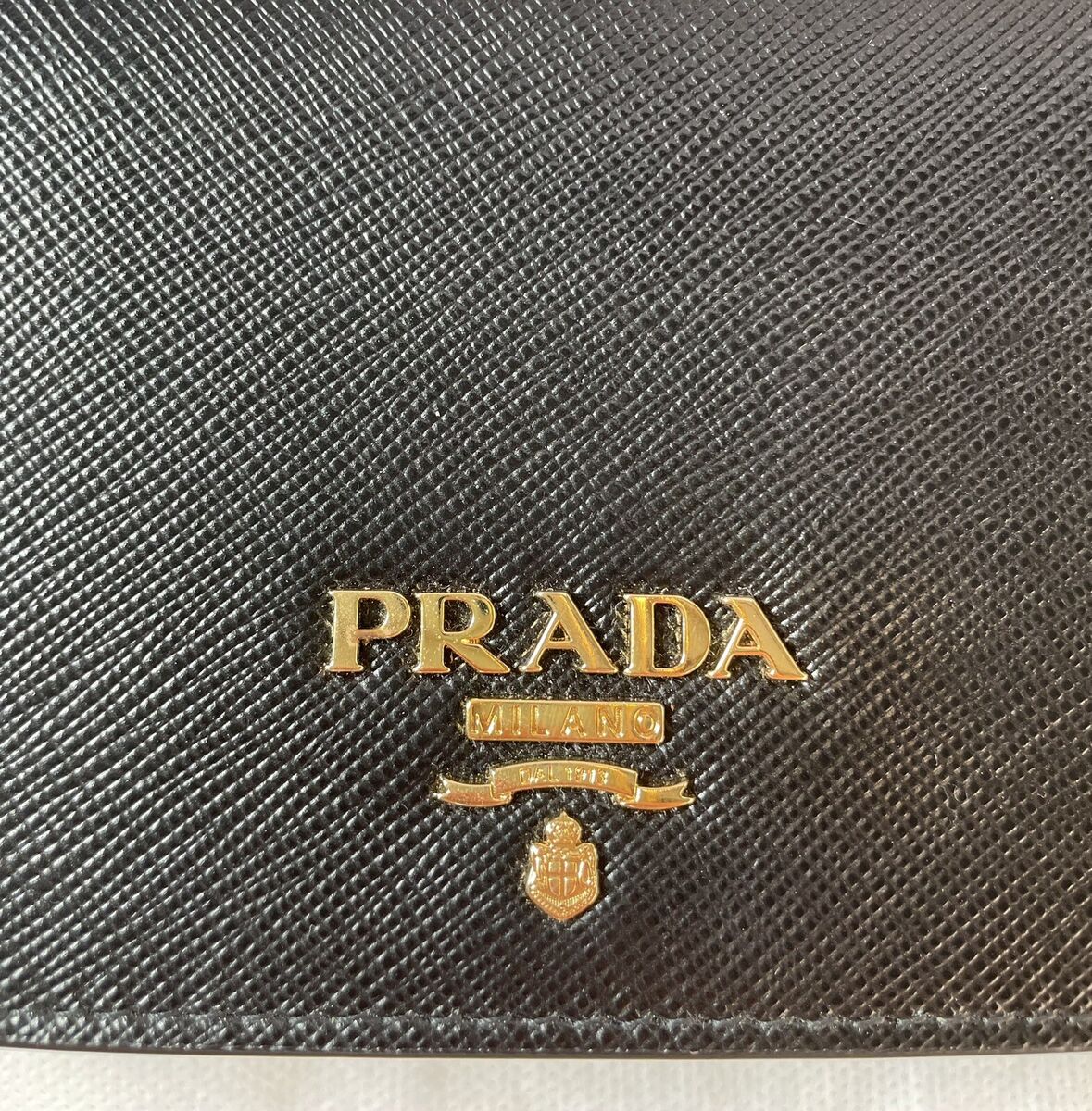 BNWT Auth Prada Mini Bandoliera saffiano Metal Wallet on Chain Crossbody  1DH029