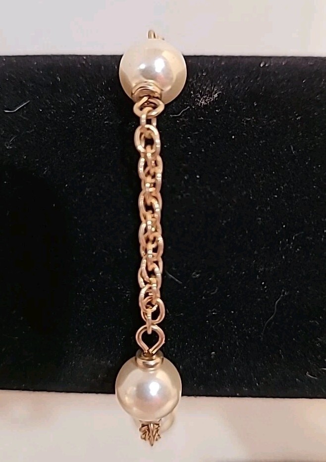 Goldtone Faux Pearl Beaded Bracelet or Anklet for Women