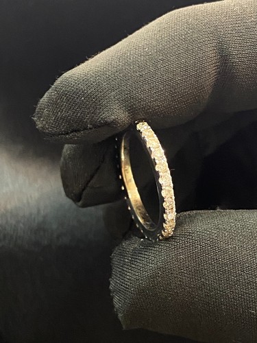 Pave 1 Carats Round Brilliant Natural Diamonds Eternity Band Ring 18K White Gold - Picture 12 of 12