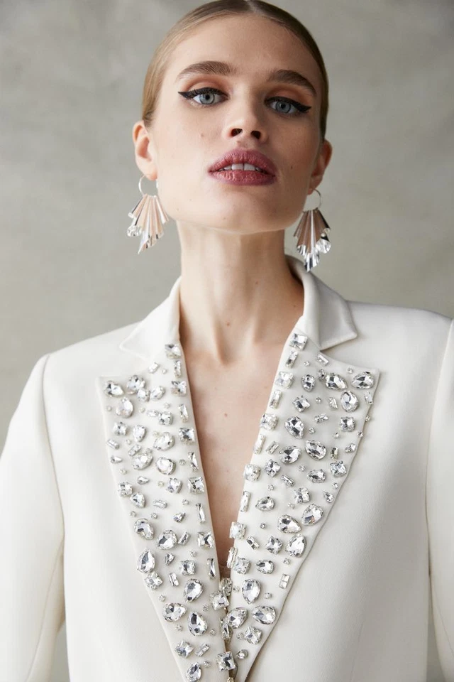 Traje para mujer con solapa de pico elegante trajes informales de negocios de un solo pecho Foto 2 de 4