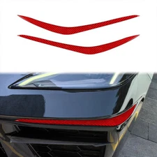Front Bumper Lip Both Sides Trim Strip 2X For Corvette C8 Vinyl Red Carbon Fiber