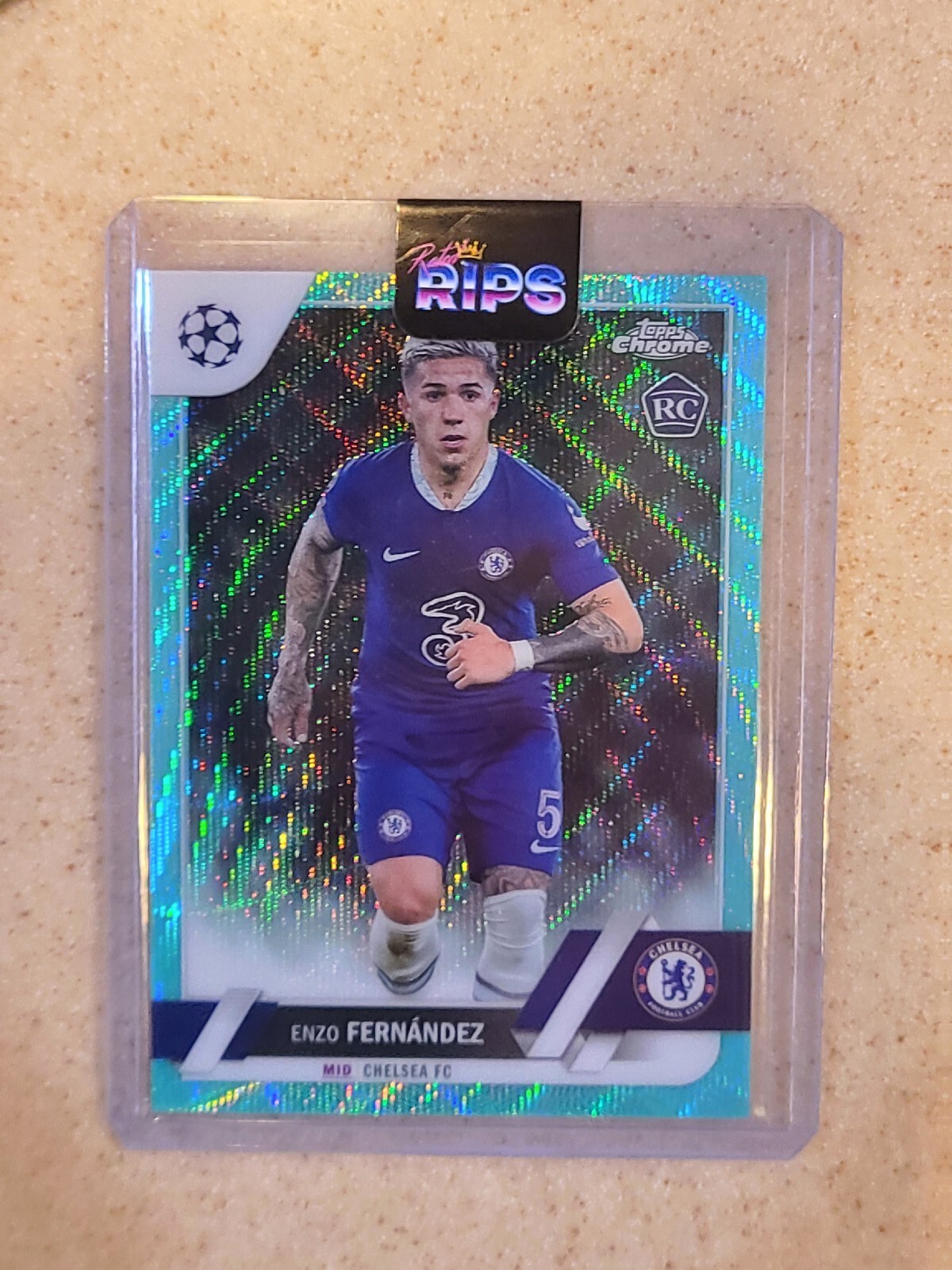 2022-23 Topps Chrome UEFA Enzo Fernandez AQUA WAVE REFRACTOR RC #/199 SP #158