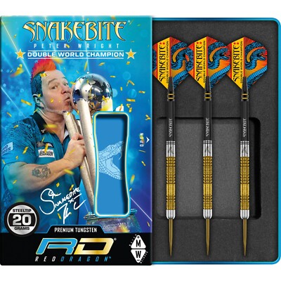 RED DRAGON™ Snakebite Tungsten Darts Set 20g 22g, 24g Peter Wright