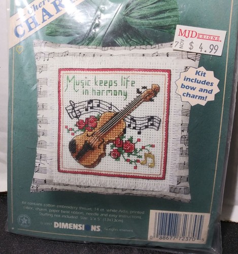 Vintage 1997 Dimensions Cherished Charms Music Life’s Harmony Cross Stitch Kit - Picture 3 of 6