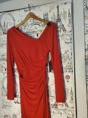 Vera Wang Womens Empire Long Sleeves Formal Dress Red