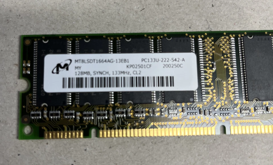MEMORY 128MB SYNCH 133MHZ CL2, PC133U-222-542-A, MT8LSDT1664AG-13EB1 - Image 2 of 3