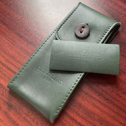 Bolsa de reloj de viaje y almacenamiento de cuero Breitling verde con inserto - Imagen 2 de 3