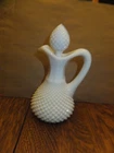 Vintage antique hobnail diamond point milk glass cruet