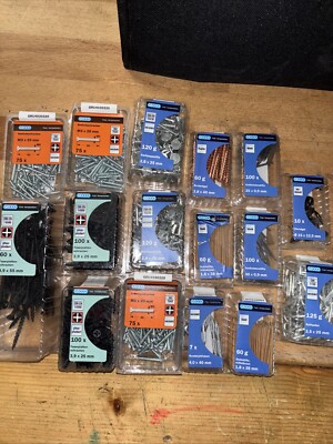 16 Marken Packungen Nägel Schrauben Mix verschiedene Sorten   / E120