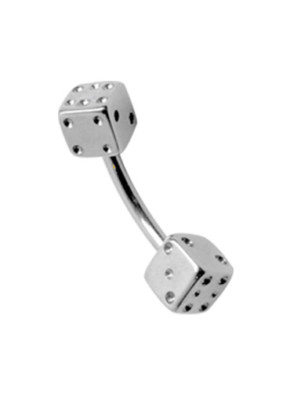 Titan Piercing Mini Augenbrauen Intim Banane in 1,2mm und zwei 4mm Stahl Würfel