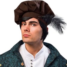 Mittelalter Mütze Barett braun KW 59 cm für Herren Kostüm-Zubehör