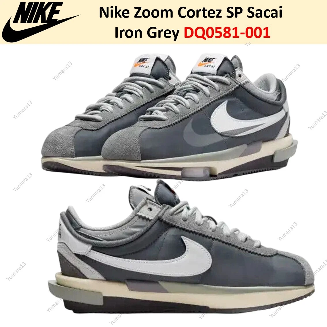 Preços baixos em Nike sacai x Zoom Cortez SP Iron Grey | eBay