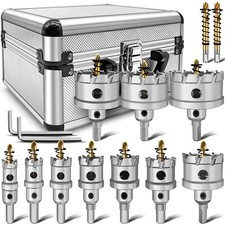 TCT 14 Pcs Carbide Hole Saw Kit For Hard Metal, Heavy Duty Carbide Tungsten Hole