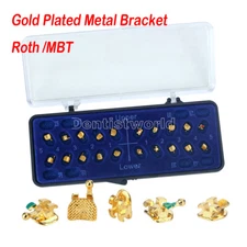 AZDENT Dental Orthodontic Gold Brackets Mini Roth MBT 022 Hooks 345 Braces
