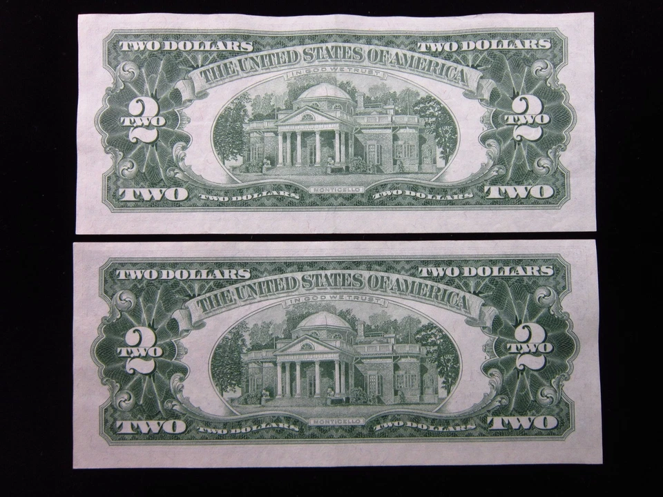 USA $2 1963 A06415236A # Sequential Pair UNITED STATES Note RED Seal Money - Image 2 of 2