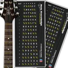 Learn Guitar Note Placement with Fretboard Note Map Decals-Stickers. 2-PACK 