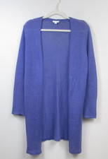 J. Jill Women's S Cardigan Duster Top Open Front Knit Purple Linen Rayon Blend