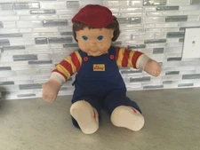 Vintage Playskool 1985 Original My Buddy doll BROWN hair blue Overalls