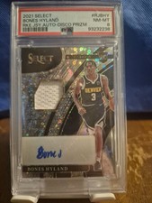 2021-22 Panini Select Bones Hyland Rookie Jersey Auto Disco Prizms RC Auto PSA 8