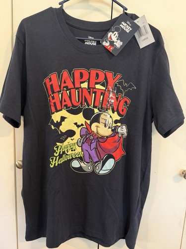 Walt Disney Mickey Mouse Happy Halloween Dracula T-Shirt Mens LARGE NEW w/ TAG