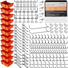 Extra Thick 1/4" Pegboard Accessories Organizer Kit, Heavy Duty Black 276PCS