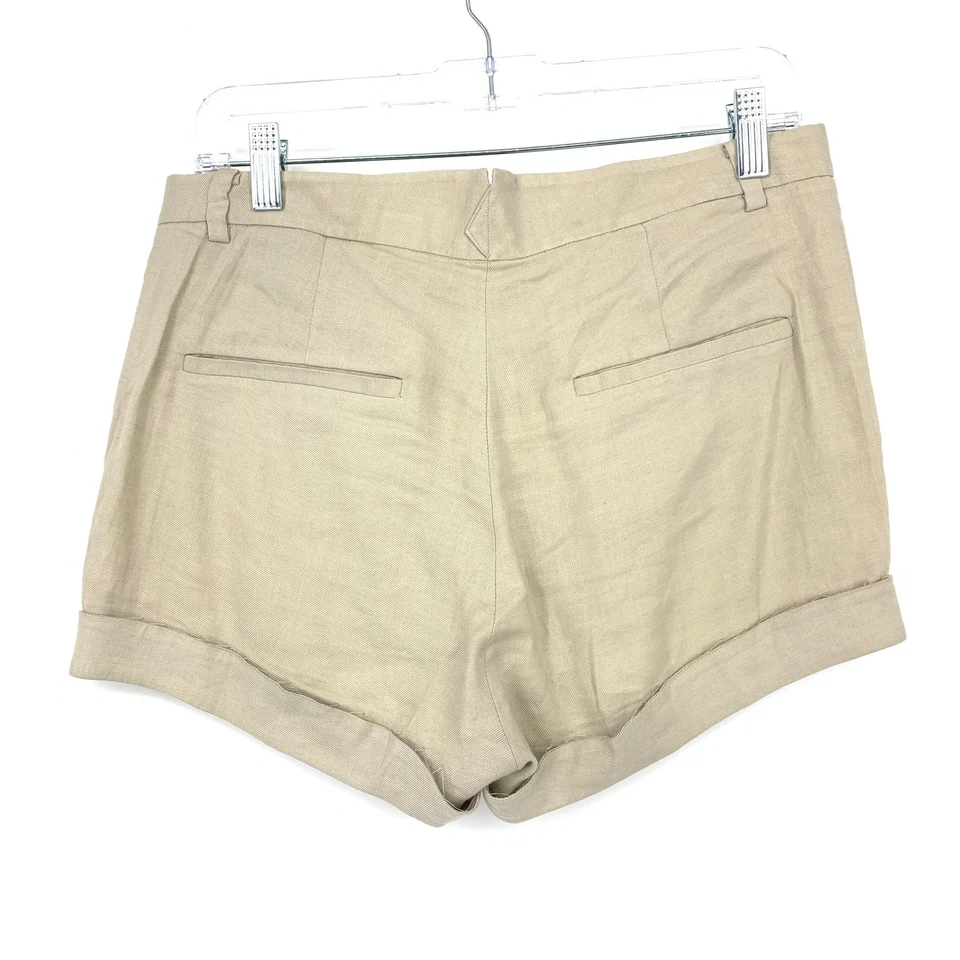 Pantalones cortos con puños Helmut Lang para mujer talla 4 beige claro mezcla de lino  Foto 2 de 4