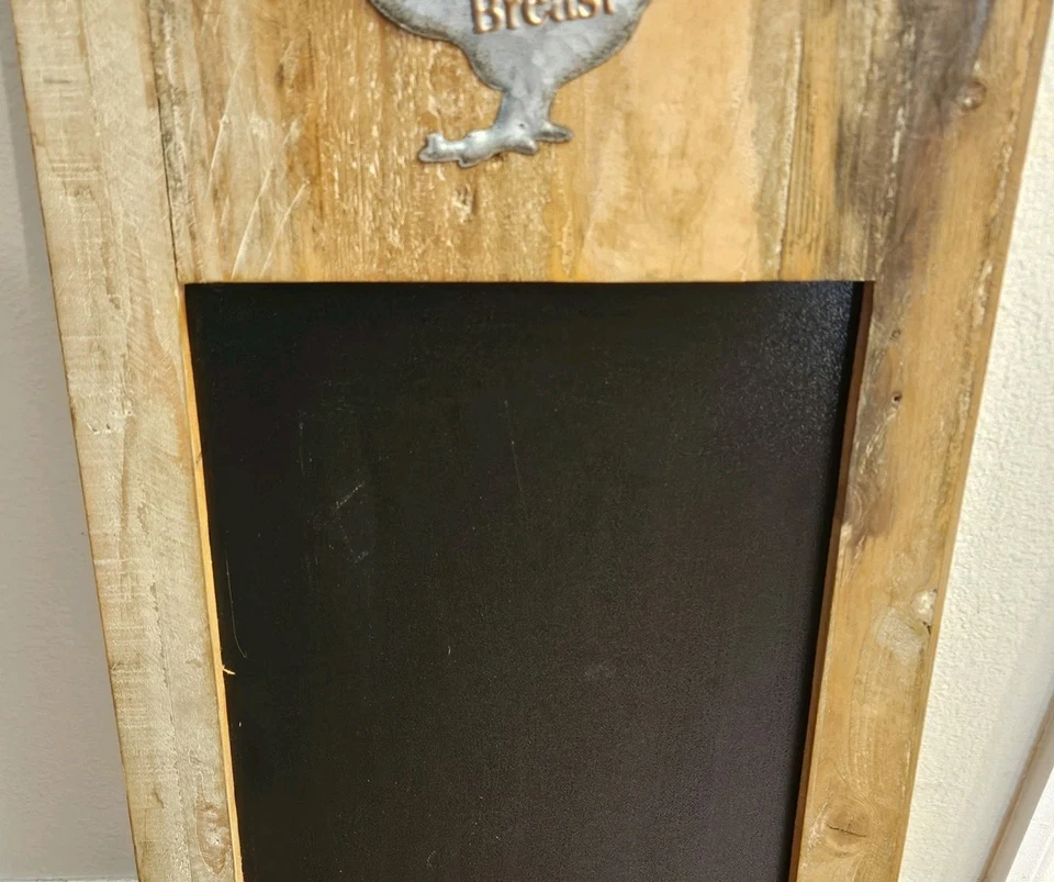 RARE RUSTIC FARMHOUSE CHICKEN ROOSTER KITCHEN OFFICE WOOD MEMO NOTE CHALKBOARD - Image 4 of 4
