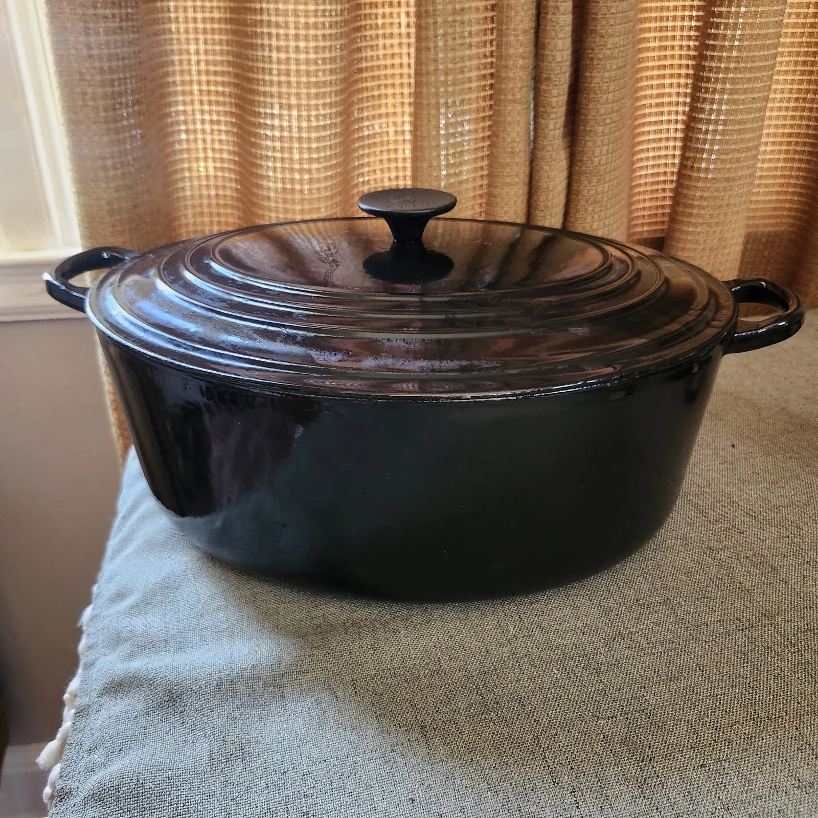 Vintage Le Creuset Signature Oval Casserole Dutch Oven 3.5 Qt. Glossy Black #35