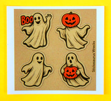 Vintage Style Halloween Ghosts Mini Sticker Sheet Style 1