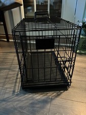 Black Wire Steel Pet Crate Dog Cage with Handle Secure Portable Design