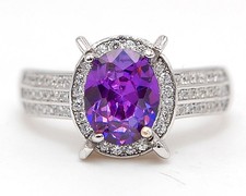 3CT Amethyst White Topaz 925 Solid Sterling Silver Ring Jewelry Sz 7 MK1-9
