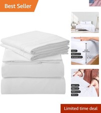 4 Piece Full Sheets Set - Soft Brushed 1800 Microfiber Bedding - 1 Fitted and...