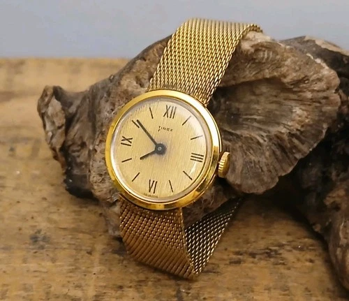 Vintage Timex Goldtone Womens Windup Wristwatch Takes a Licking Keeps on Ticking