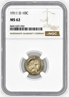 1911 D Barber Dime NGC MS62 Colorful Rainbow Toning Better Date Silver 10C LOOK!