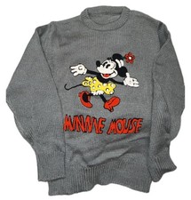 Vintage 1980s Disney Minnie Mouse Knit Sweater Gray Pre-Production Sample READ
