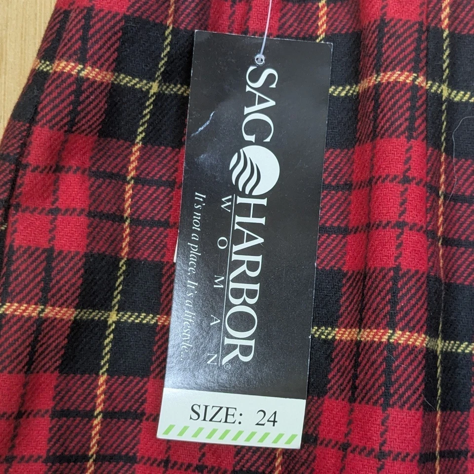 Nuevo con etiquetas Pantalones Cortos Sag Harbor De Colección Rojo Mezcla de Lana a Cuadros Sueltos Preppy Retro Para Mujer 24 Foto 2 de 4