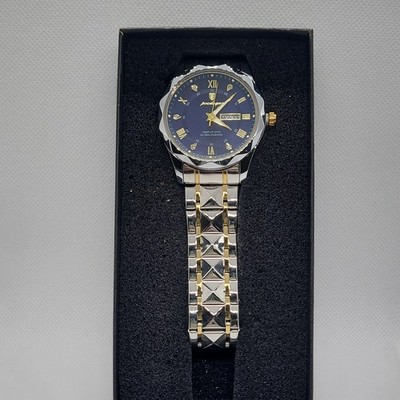 Podegar Global Fashion 30 Blue Dial Two-Tone Metal Bracelet Day-Date Watch A25
