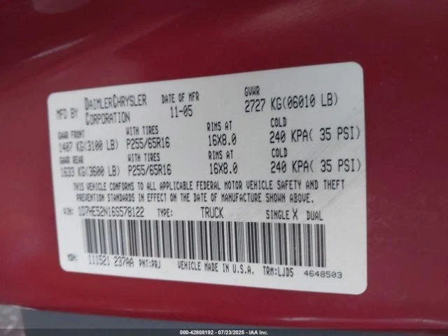 (LOCAL PICKUP ONLY) Trunk/Hatch/Tailgate Without Spoiler Fits 05-11 DAKOTA 25920 Foto 4 de 4