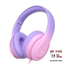 Kids Headphones, Over-Ear Wired Headphones for Kids, 85dBA Gradient Pink