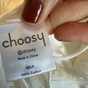 Choosy White Eyelet Lace Up Ruffle Romper Cotton Boho Summer Size Small