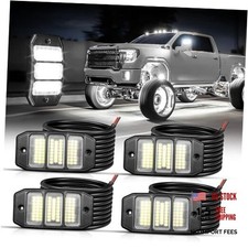 4PCS White Rock Lights, Super Bright Pure White 6000K Rock Lights for 4 Pods