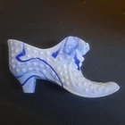 New ListingVintage Fenton Art Glass Cat Head Hobnail Shoe Blue & White Slag Glass 5.5"