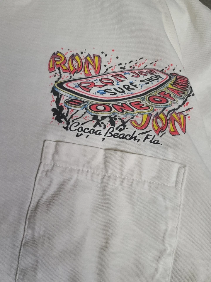 Camiseta Vintage Años 90 Ron Jon Surf Bolsillo Talla Grande Foto 3 de 4