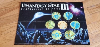 Phantasy Star III 3 Generations of Doom Sega Genesis Fantasy Poster Insert CLEAN