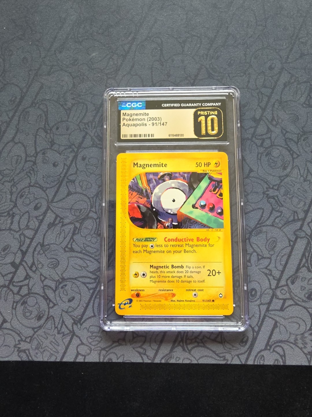 PRISTINE Pokemon: Magnemite #91/147 Aquapolis 2003 Rare E-Series - CGC 10